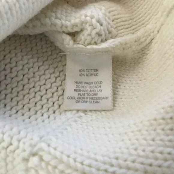 WHBM White Textured Knit Zip Sweater M Quiet Luxury Cozy Capsule Neutral Chic - Picture 6 of 7